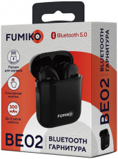 Гарнитура FUMIKO BE02 (FBE02-02, вкладыши, беспроводная, Bluetooth 5.0, с микрофоном, до 3 часов работы от батареи, black)