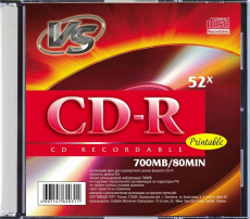 Диск CD-R VS (700Mb, 52x, Ink Print, 1шт., Slim Case)