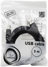 Кабель USB 2.0 Am - Bm 3.0m (CCF2-USB2-AMBM-10, 2 ферритовых кольца, экранированный, black) Cablexpert