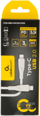 Кабель USB 2.0 Type-C - Type-C 1.0m (CCB-USB2-CMCMO1-1MW, 3А, QC3.0, PD, white) Cablexpert