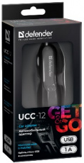 Зарядное устройство от прикуривателя Defender UCC-12 (1 USB разъём, 1A, кабель microUSB 1m, black)