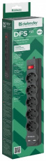 Сетевой фильтр Defender DFS 751 (5 розеток, 1.8 метра, 2*USB 2.1A, 10A, black) RTL