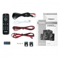 Колонки Sven MS-2100 (2x15W+50W, ПДУ, FM, USB, SD, MP3, black)