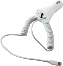 Зарядное устройство от прикуривателя Defender ACA-01 (1 USB разъём, кабель 1.5m для Apple, 1A, white)
