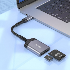 Карт-ридер hoco (UA25, SDXC, microSD, black-grey, USB Type-C)