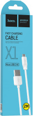 Кабель USB 2.0 Am - micro USB 2.0m (X1 Rapid, медь, 2.4A, быстрая зарядка, white) hoco