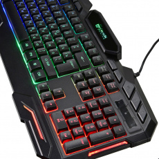 Клавиатура Oklick 700G Dynasty (USB, игровая, с трёхцветной регулируемой подсветкой, мультимедийная, black)