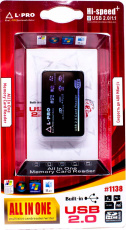 Карт-ридер L-PRO #1138 (microSD, SDHC, M2, MMC, XD, MS, MS Duo, RS-MMC, black, USB2.0)