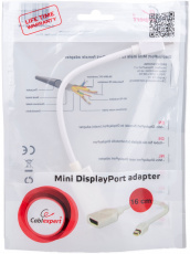 Переходник miniDisplayPort (m) - DisplayPort (f) (A-mDPM-DPF-001-W, v.1.0, 0.16m, white) Cablexpert