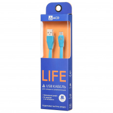 Кабель USB 2.0 Am - micro USB 1.0m (ACD-U920-M1L, быстрая зарядка, не замерзает и не спутывается, blue) ACD