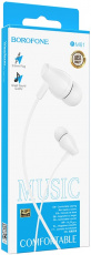 Наушники Borofone BM61 (затычки, для мобильных устройств, с микрофоном, 1.2m, white)