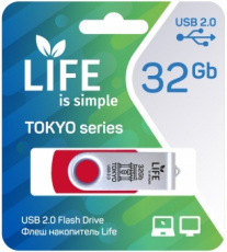 Флеш накопитель USB 2.0 32Gb LIFE TOKYO (LF32TORED-01, red)
