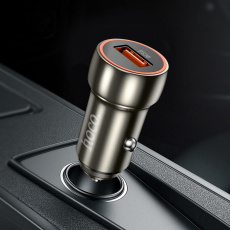 Зарядное устройство от прикуривателя hoco Z46 Blue shield (12/24V - USB, 3А, 18W, быстрая зарядка, QC3.0, grey)
