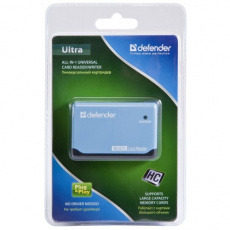 Карт-ридер Defender Ultra (microSD, SDHC, M2, MS, CF, XD, MS Duo, RS-MMC, black-blue, USB2.0)
