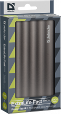 Внешний аккумулятор Defender Lavita ExtraLife Fast 5000 B (литий-полимерный, 5000mAh, 2*USB 3A + USB Type-C, вход 2A, металлический, black)