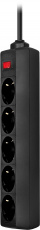 Сетевой фильтр Defender ES 3 (5 розеток, 3 метра, 10A, black) RTL