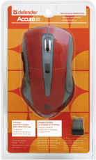 Мышь беспроводная Defender Accura MM-965 (optical, 1600dpi, 2xAAA, red)