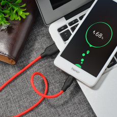Кабель USB 2.0 Am - micro USB 1.0m (X21 Plus Silicone, 2.4A, оплётка из пищевого огнезащищённого и незамерзающего силикона, red) hoco