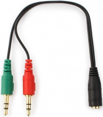 Переходник 3.5 Jack 4pin (f) - 2x3.5 Jack 3pin (m) (CCA-418, 0.2m, black) Cablexpert