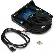 Фронтальная панель Gembird FP3.5-USB3-2A-HDA (3.5", 2хUSB 3.0, 1x порт HD-audio, black)