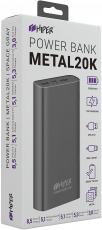Внешний аккумулятор Hiper Metal 20K (литий-полимерный, 20000mAh, 2*USB 2.1A, вход 2А, space gray)