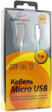 Кабель USB 2.0 Am - micro USB 1.0m (CC-G-mUSB01Bl-1M, серия Gold, не спутывается, blue) Cablexpert