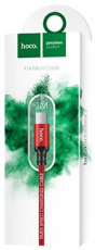 Кабель USB 2.0 Am - micro USB 1.0m (X14 Times Speed, 2A, нейлоновая оплётка, red-black) hoco