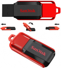 Флеш накопитель USB 2.0 32Gb SanDisk Cruzer Switch (SDCZ52-032G-B35, black-red)