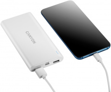Внешний аккумулятор Canyon CNE-CPB1006W (литий-полимерный, 10000mAh, 2*USB 2.1A (max), вход 2A, white)