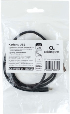 Кабель USB 2.0 Am - Type-C 1.0m (CCP-USB2-AMCM-1M-RU-B, медь, 3A, 36W, быстрая зарядка, QC3.0, экранированный, black) Cablexpert