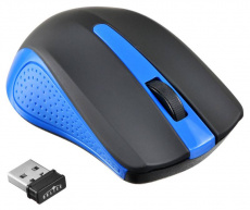 Мышь беспроводная Oklick 485MW+ (optical, 1200dpi, 2xAAA, soft-touch, black-blue)