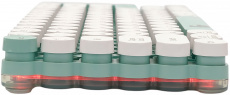 Клавиатура беспроводная Gembird KBW-9 (Bluetooth5.1 / 2.4GHz / USB Type-C 1.5m, аккумулятор 500mAh, бесшумная, мультимедийная, влагозащищённая, регулируемая подсветка, white-green)