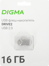 Флеш накопитель USB 2.0 16Gb Digma DRIVE2 (DGFUM016A20SR, 20/10MBs, silver)