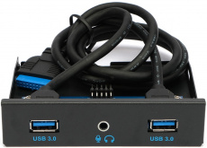 Фронтальная панель Gembird FP3.5-USB3-2A-HDA (3.5", 2хUSB 3.0, 1x порт HD-audio, black)