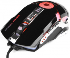 Мышь Gembird MG-530 (USB, optical, 3200dpi, игровая, подсветка, soft-touch, 1.75m, black)