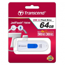 Флеш накопитель USB 3.1 64Gb Transcend JetFlash 790W (TS64GJF790W, 100MB/s, white-blue)