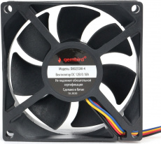 Вентилятор Gembird D8025SM-4 (80x80x25mm, sleeve, 3000rpm, 35dBa, 4pin, PWM, black) OEM