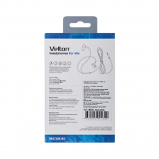 Наушники Velton VLT-JM25L (затычки, без микрофона, 1.2m, blue-white)