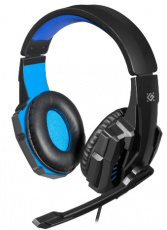 Наушники Defender Warhead G-390 (полноразмерные закрытые, с микрофоном, регулятор, 1.8m, игровые, промо-код "War Thunder", black-blue)