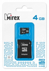 Карта памяти SDmicro Card 4Gb Mirex (Class 4, адаптер SD)