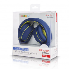 Наушники Microlab K763D (накладные закрытые, для мобильных устройств, с микрофоном, 1.2m, blue)