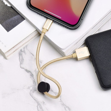 Кабель USB 2.0 Am - Lightning 0.25m (X35 Premium, 2.4A, быстрая зарядка, нейлоновая оплётка, gold) hoco