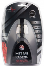 Кабель HDMI (m) - HDMI (m) 4.5m (CC-P-HDMI04-4.5M, серия Platinum, 4K, ver.2.0, плоский, с позолоченными контактами, тканевая оплётка, silver) Cablexpert