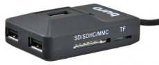 Картридер / USB HUB (3 порта) Buro BU-CR/HUB3-U2.0-0688 (microSD, SDHC, M2, MS, MMC, black, USB 2.0)