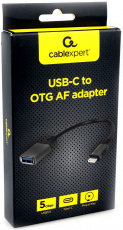 Кабель-переходник USB-OTG (A-USB3C-OTGAF-01, USB3.0 Type-C / USB3.0 (F), 0.15m, экранированный, пакет, black) Cablexpert