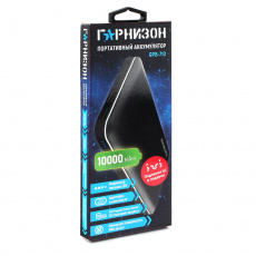 Внешний аккумулятор Гарнизон GPB-710 (литий-полимерный, 10000mAh, выход 2*USB 2.1A, вход microUSB 2.1A + USB Type-C 2.1А + Lightning 1.5A, black)