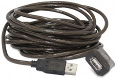 Кабель USB 2.0 Am - Af удлинительный 10m (UAE-01-10M, активный (до 30m max каскадным соединением), black) Cablexpert