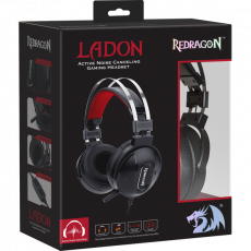 Наушники Redragon LADON (полноразмерные закрытые, подключение по USB, c микрофоном, игровые, 2m, black-red)