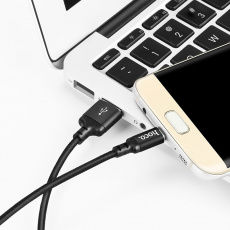 Кабель USB 2.0 Am - micro USB 2.0m (X14 Times Speed, нейлоновая оплётка, black) hoco