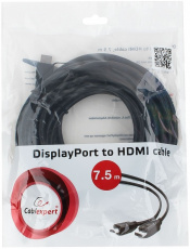 Кабель DisplayPort (m) - HDMI (m) 7.5m (CC-DP-HDMI-7.5M, v.1.4, экранированный, black) Cablexpert